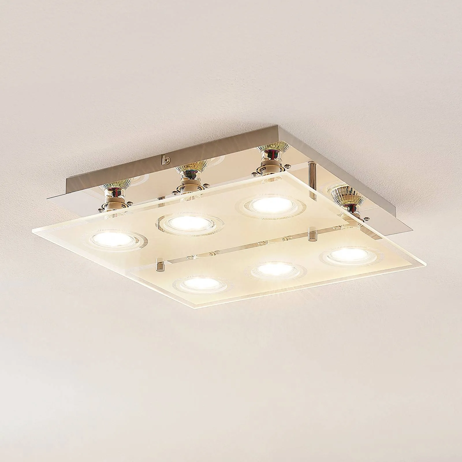 ELC Tahyla LED ceiling light, GU10, glass, 32 cm