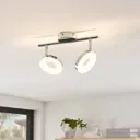 ELC Tioklia LED ceiling light, chrome, two-bulb