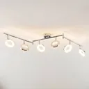 ELC Tioklia LED ceiling lamp, chrome, six-bulb