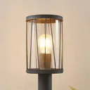 Lindby Yonan pillar light, round, dark grey, E27