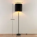 Lindby Nymar floor lamp, fabric, black gold