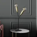 Lucande Carlea table lamp, 2-bulb, black and brass