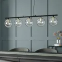 Lucande Sotiana hanging lamp, glass balls 5-bulb
