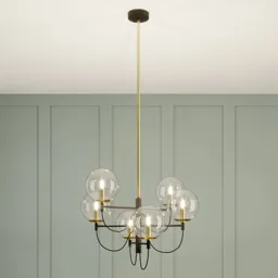Lucande Sotiana hanging lamp, glass balls 6-bulb