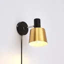 Lindby Vlada wall lamp for reading, brass, black