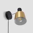 Lindby Vlada wall lamp for reading, brass, black