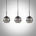 Lucande Ably hanging light, smoky glass, 3-bulb
