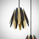 Lucande Lounit hanging lamp, black/gold, 3-bulb