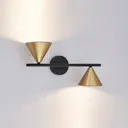 Lucande Kartio wall light, 2-bulb, up down, brass