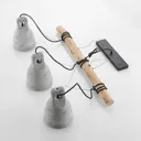 Lindby Grima hanging light made of concrete 3-bulb