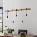 Lindby Rome hanging light, wooden beam, 5-bulb