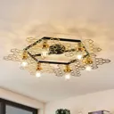 Lucande Alexaru ceiling light, 6-bulb, gold, round