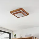 Lindby Mendosa LED ceiling light wood look angular