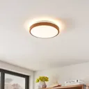 Lindby Mendosa LED ceiling light, wood look, round