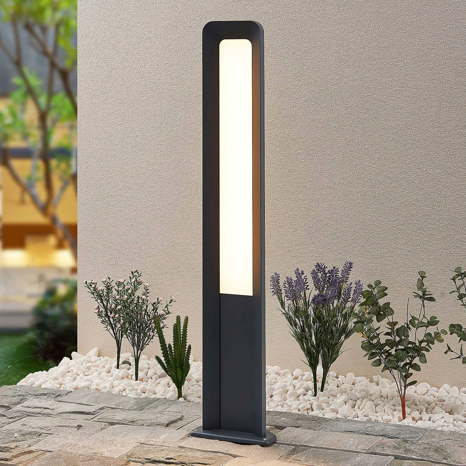 Lucande Secunda LED bollard light, height 80 cm