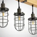Lindby Serima pendant lamp wood, 5 cage lampshades