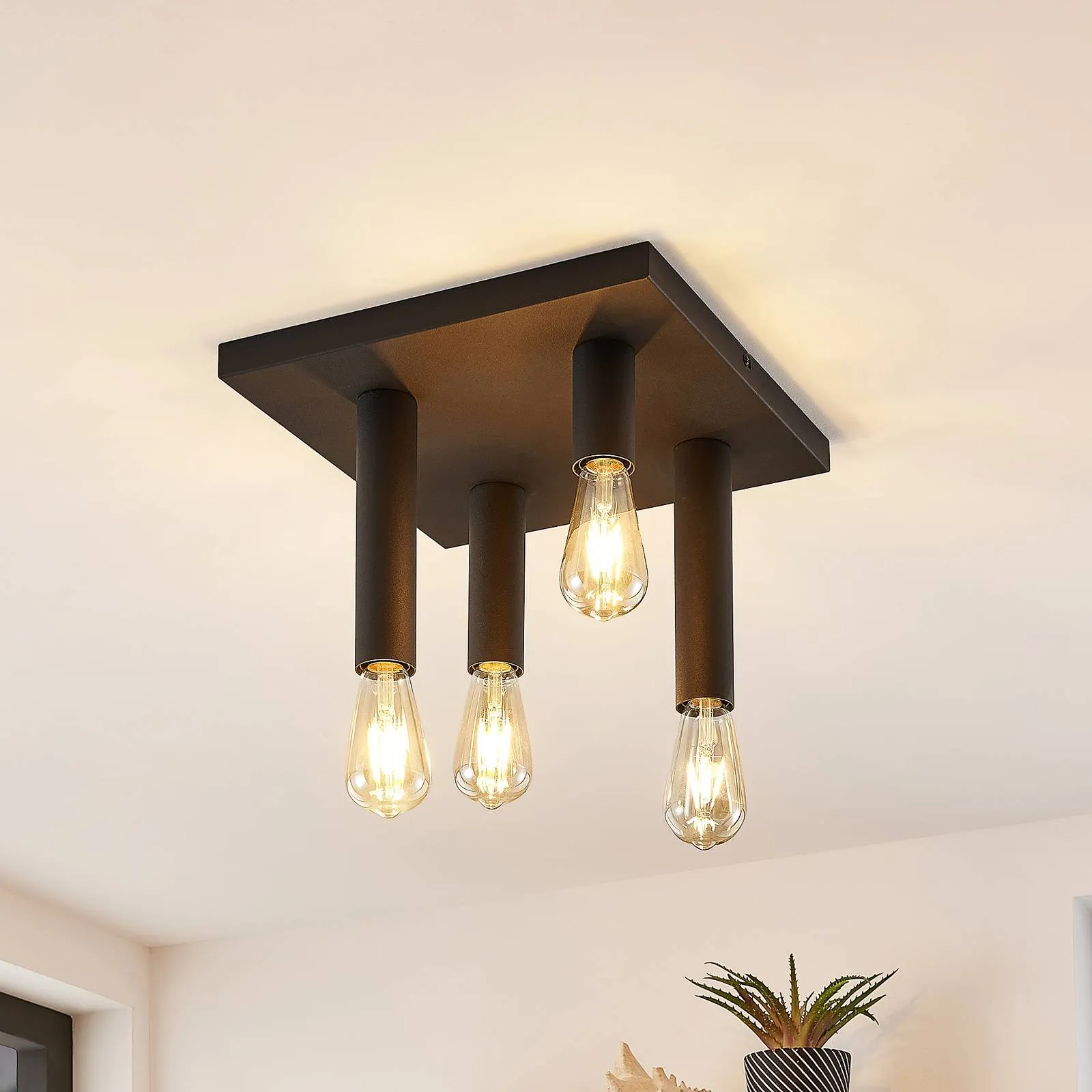 Lindby Belana ceiling lamp angular, 4-bulb