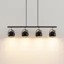 Lindby Dawid LED hanging light in gold, 4-bulb