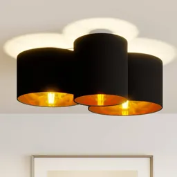 Lindby Laurenz ceiling lamp 3-bulb, black and gold