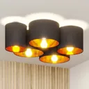 Lindby Laurenz ceiling lamp 5-bulb 83cm black/gold