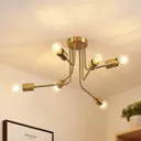 Lindby Cerros ceiling lamp six-bulb, brass