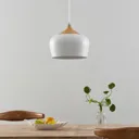 Lindby Vilsera hanging light in white, wood detail