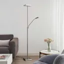 Lindby Sumani LED floor lamp, angular, nickel
