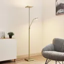 Lindby Sumani LED floor lamp, angular, brass