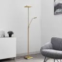 Lindby Sumani LED floor lamp, angular, brass