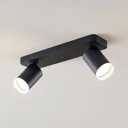 Arcchio Efilius ceiling spotlight, black, 2-bulb