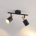 Lindby Junes LED ceiling spotlight 2-bulb, black
