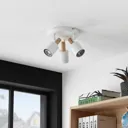 Lindby Junes ceiling spotlight, 3-bulb, white