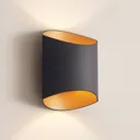 Arcchio Vilja wall light, black, gold, oval