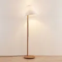Lucande Jinda floor lamp wooden frame white fabric