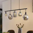 Lindby Mateno glass hanging light, 5-bulb, grey