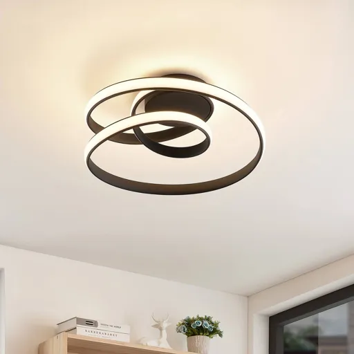 Lucande Sakina LED ceiling light, sand black