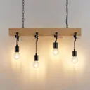Lindby Asya hanging light, 4-bulb, wood, black