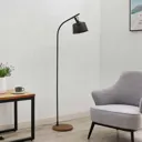 Lindby Rubinjo floor lamp wooden base, 1-bulb