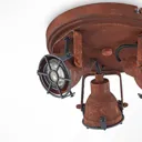 Lindby Scabra downlight, rust look, 3-bulb
