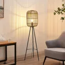 Lindby Canyana floor lamp, rattan, natural