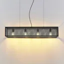 Lindby Adoney hanging light, steel, black, 4-bulb