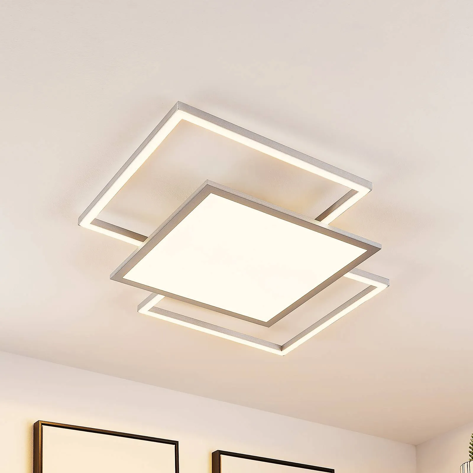 Lucande Ciaran LED ceiling lamp, squares, CCT