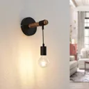 Lindby Sibillia wall light with wood and socket