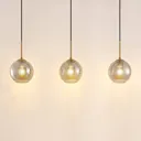 Lindby Hiwana hanging light, 3 smoked glass balls