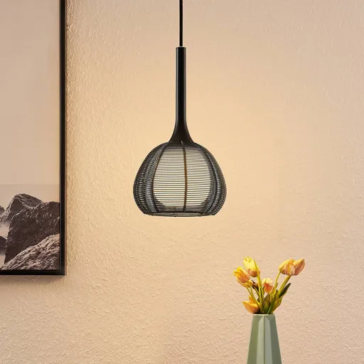 Lucande Tetira hanging lamp, 1-bulb, 16.5 cm black