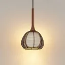Lucande Tetira hanging lamp, 1-bulb, 16.5 cm brown