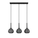 Lucande Tetira hanging lamp, 3-bulb, long, black