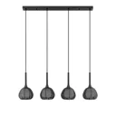 Lucande Tetira hanging lamp, 4-bulb, long, black