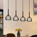 Lucande Tetira hanging lamp, 4-bulb, long, black