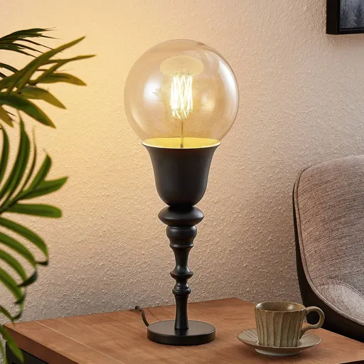 Lucande Gesja table lamp, no lampshade, black